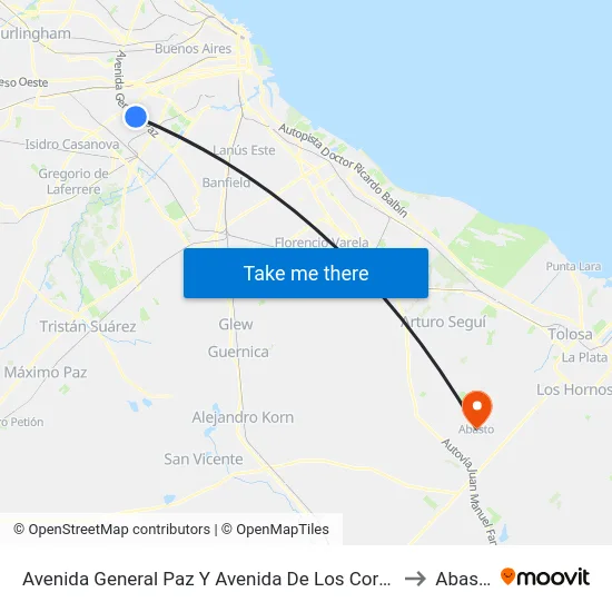 Avenida General Paz Y Avenida De Los Corrales to Abasto map