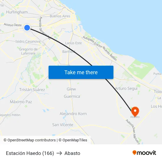 Estación Haedo (166) to Abasto map