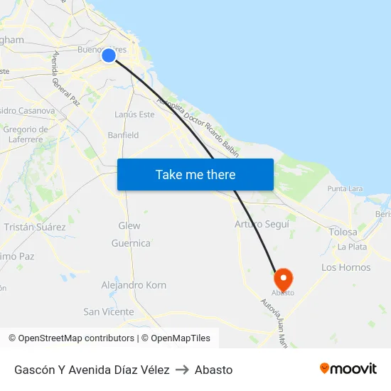 Gascón Y Avenida Díaz Vélez to Abasto map
