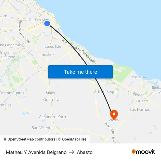 Matheu Y Avenida Belgrano to Abasto map