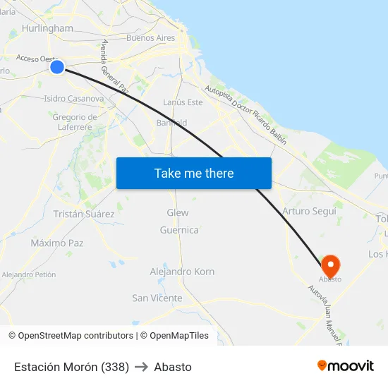 Estación Morón (338) to Abasto map