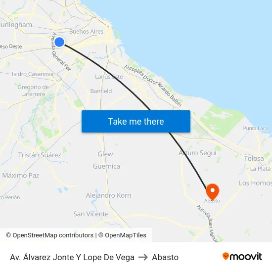 Av. Álvarez Jonte Y Lope De Vega to Abasto map