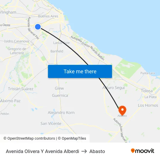 Avenida Olivera Y Avenida Alberdi to Abasto map