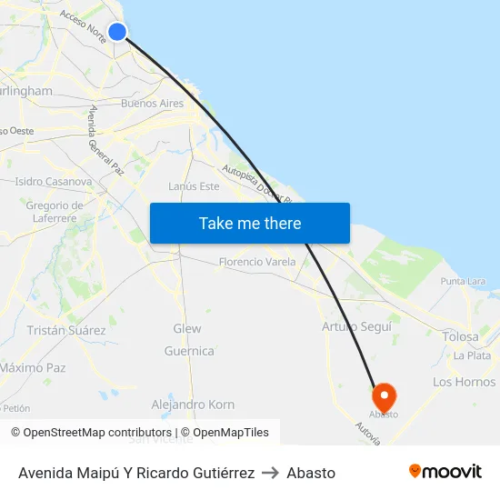 Avenida Maipú Y Ricardo Gutiérrez to Abasto map
