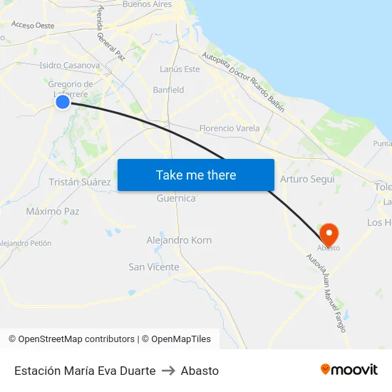Estación María Eva Duarte to Abasto map
