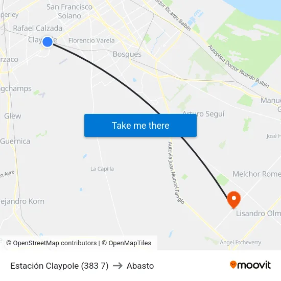Estación Claypole (383 7) to Abasto map