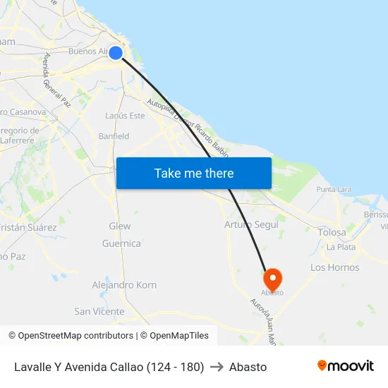 Lavalle Y Avenida Callao (124 - 180) to Abasto map