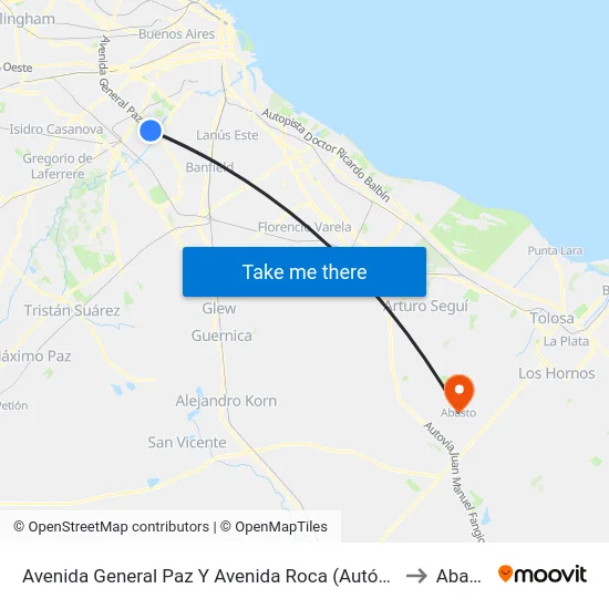 Avenida General Paz Y Avenida Roca (Autódromo) to Abasto map
