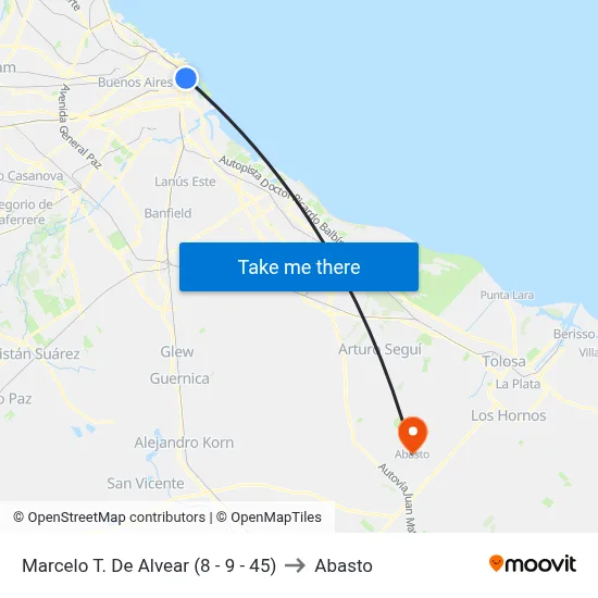 Marcelo T. De Alvear (8 - 9 - 45) to Abasto map