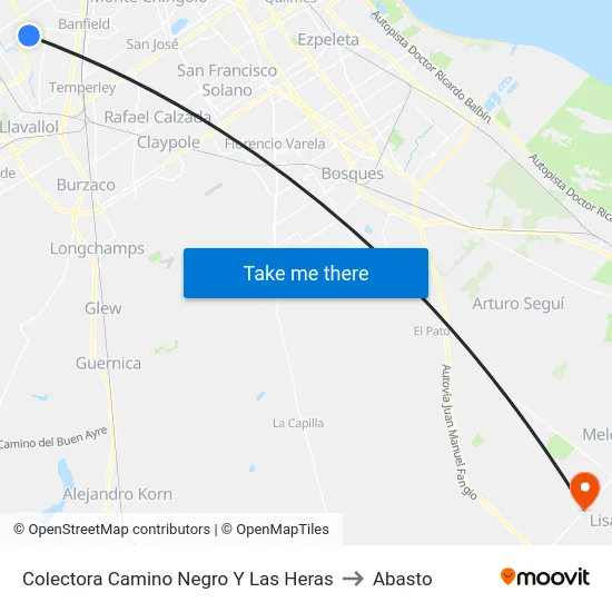 Colectora Camino Negro Y Las Heras to Abasto map