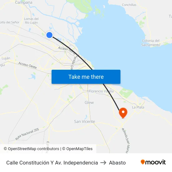 Calle Constitución Y Av. Independencia to Abasto map