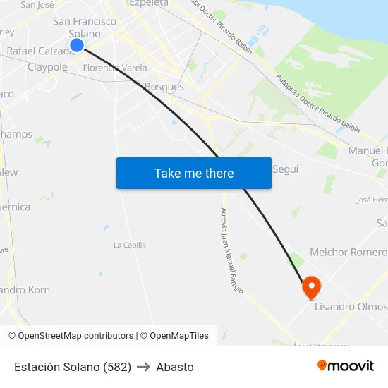 Estación Solano (582) to Abasto map