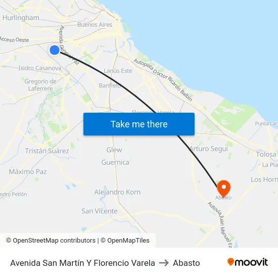 Avenida San Martín Y Florencio Varela to Abasto map