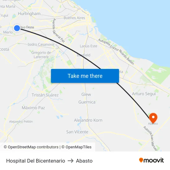 Hospital Del Bicentenario to Abasto map