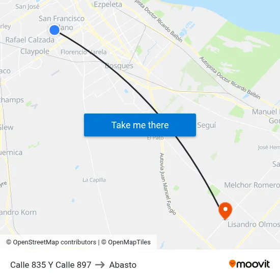 Calle 835 Y Calle 897 to Abasto map