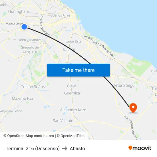 Terminal 216 (Descenso) to Abasto map