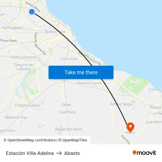Estación Villa Adelina to Abasto map