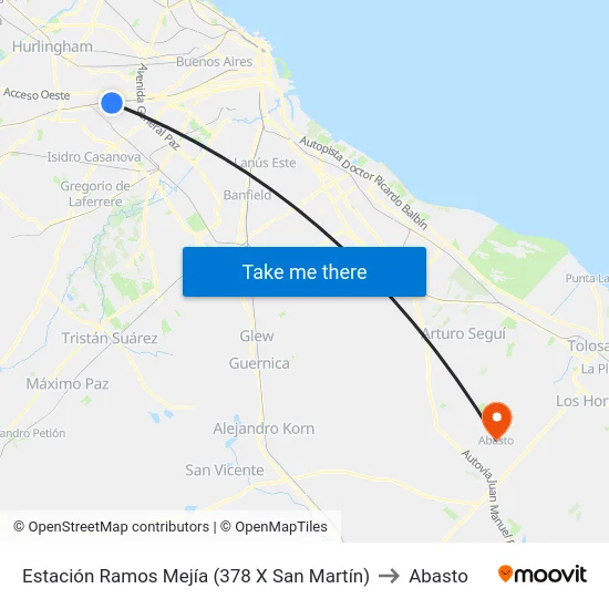 Estación Ramos Mejía (378 X San Martín) to Abasto map