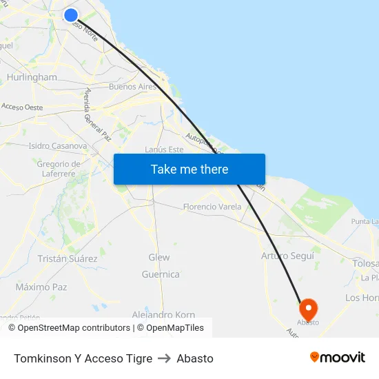 Tomkinson Y Acceso Tigre to Abasto map
