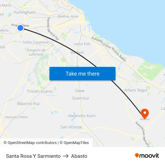 Santa Rosa Y Sarmiento to Abasto map