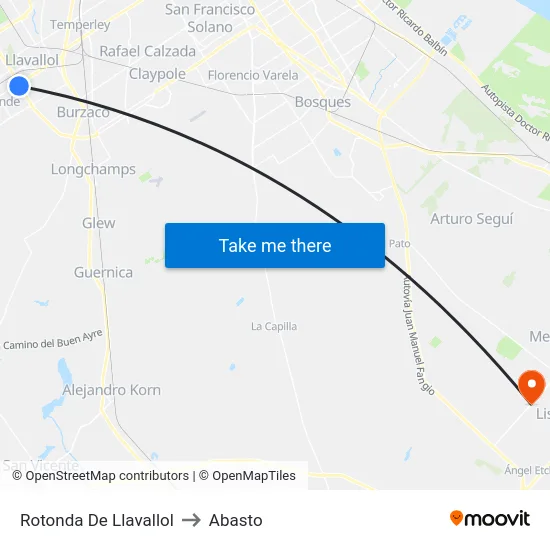 Rotonda De Llavallol to Abasto map