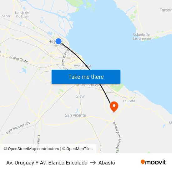 Av. Uruguay Y Av. Blanco Encalada to Abasto map