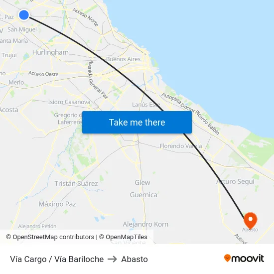 Vía Cargo / Vía Bariloche to Abasto map