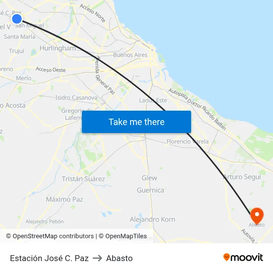 Estación José C. Paz to Abasto map