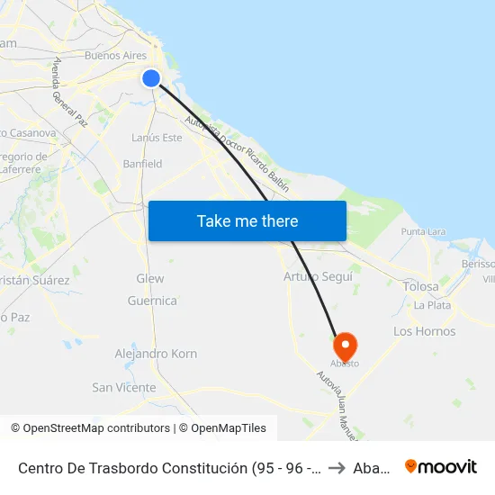 Centro De Trasbordo Constitución (95 - 96 - 151) to Abasto map