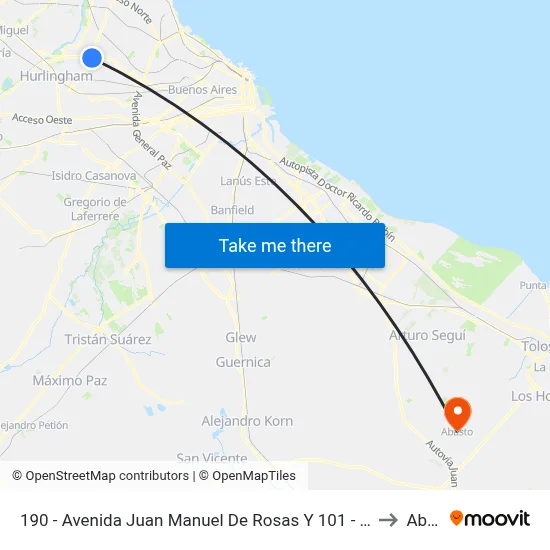 190 - Avenida Juan Manuel De Rosas Y 101 - Avenida Balbín (Rotonda) to Abasto map