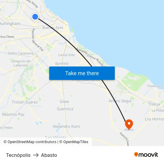 Tecnópolis to Abasto map