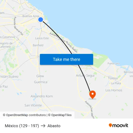 México (129 - 197) to Abasto map