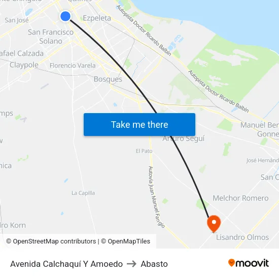 Avenida Calchaquí Y Amoedo to Abasto map