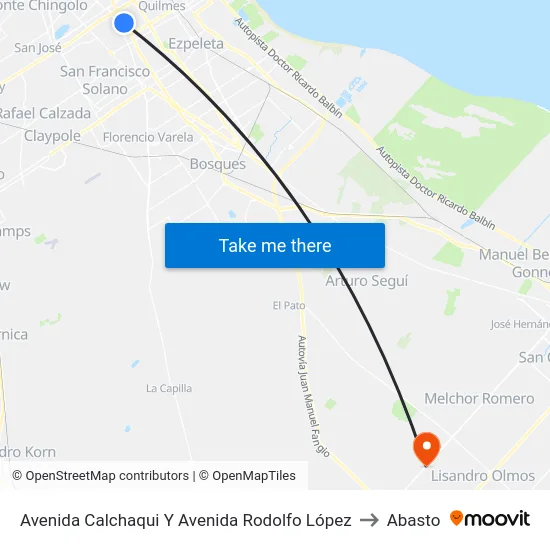 Avenida Calchaqui Y Avenida Rodolfo López to Abasto map