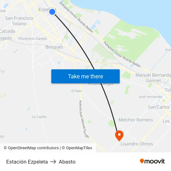 Estación Ezpeleta to Abasto map