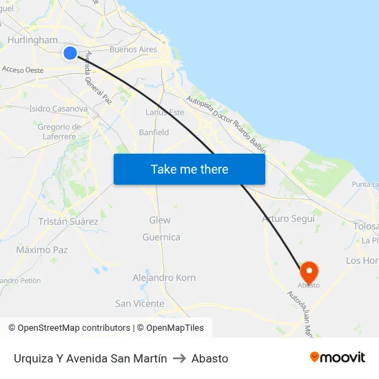 Urquiza Y Avenida San Martín to Abasto map
