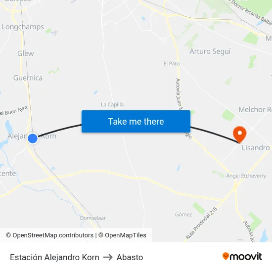 Estación Alejandro Korn to Abasto map