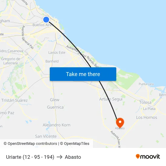 Uriarte (12 - 95 - 194) to Abasto map