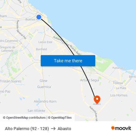 Alto Palermo (92 - 128) to Abasto map