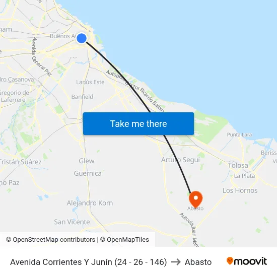 Avenida Corrientes Y Junín (24 - 26 - 146) to Abasto map