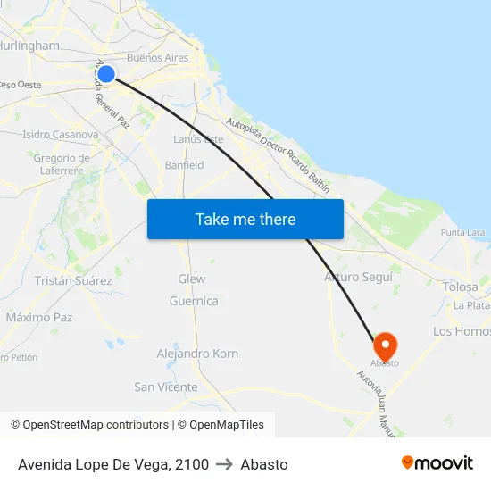 Avenida Lope De Vega, 2100 to Abasto map