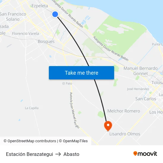 Estación Berazategui to Abasto map