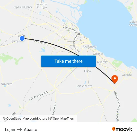 Lujan to Abasto map