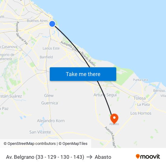 Av. Belgrano (33 - 129 - 130 - 143) to Abasto map