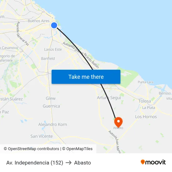 Av. Independencia (152) to Abasto map