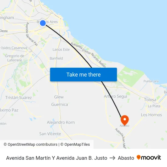 Avenida San Martín Y Avenida Juan B. Justo to Abasto map