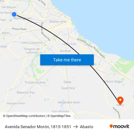 Avenida Senador Morón, 1815-1851 to Abasto map