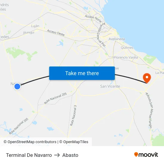 Terminal De Navarro to Abasto map