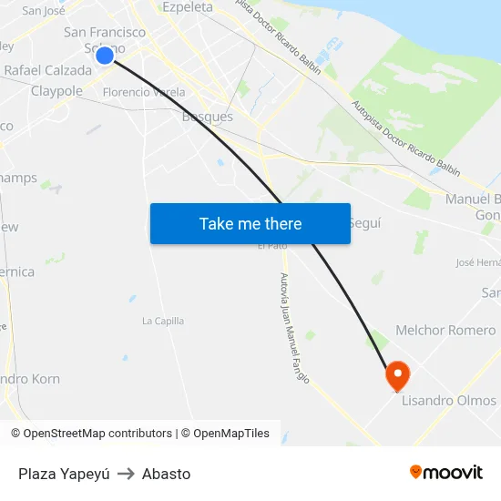 Plaza Yapeyú to Abasto map