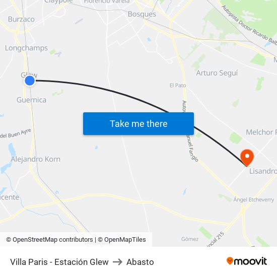 Villa Paris - Estación Glew to Abasto map